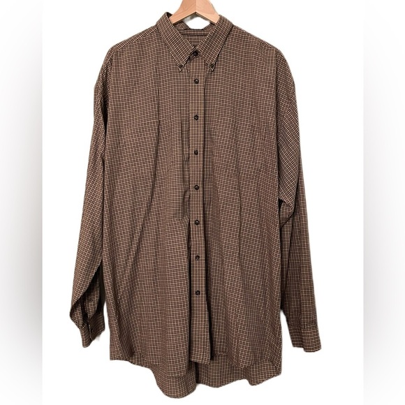⭐️ Van Heusen Long-Sleeve Button-Down Shirt | Lightweight | Brown Plaid | 2XLT - Picture 1 of 5